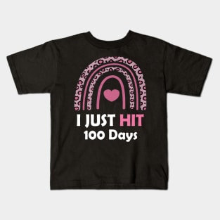 Cute pink 100th Day Leopard Rainbow 100 Days Of School Girls Kids T-Shirt